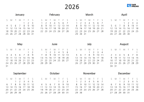 current yearly calendar