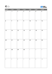 Spacious Monday Start Calendar