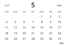 Monatskalender-Vorlage im Querformat, mit Datumsanzeige für fokussierte Terminplanung in schlichtem Design