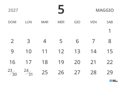 modello di calendario mensile in orizzontale, con solo le date per concentrarsi sulla pianificazione con un design semplice