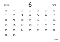 横向 月度日历模板，仅显示日期，采用简洁设计，便于专注于日程管理