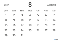 modello di calendario mensile in orizzontale, con solo le date per concentrarsi sulla pianificazione con un design semplice