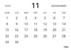 plantilla de calendario mensual en formato horizontal, con solo fechas para centrarse en la planificación con un diseño sencillo
