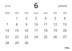 modelo de calendário mensal em paisagem, exibindo apenas as datas para focar no planejamento com design simples