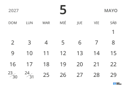 plantilla de calendario mensual en formato horizontal, con solo fechas para centrarse en la planificación con un diseño sencillo