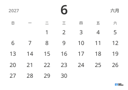 横向 月度日历模板，仅显示日期，采用简洁设计，便于专注于日程管理