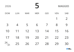 modello di calendario mensile in orizzontale, con solo le date per concentrarsi sulla pianificazione con un design semplice