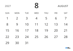 landscape monthly calendar template, showing only dates to help you focus on schedule planning with a simple design