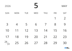 landscape monthly calendar template, showing only dates to help you focus on schedule planning with a simple design