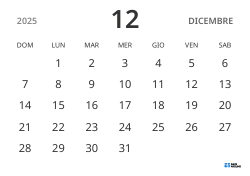 modello di calendario mensile in orizzontale, con solo le date per concentrarsi sulla pianificazione con un design semplice