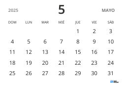 plantilla de calendario mensual en formato horizontal, con solo fechas para centrarse en la planificación con un diseño sencillo