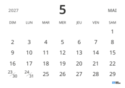 modèle de calendrier mensuel en format paysage, affichant uniquement les dates pour se concentrer sur la planification avec un design épuré
