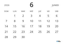 plantilla de calendario mensual en formato horizontal, con solo fechas para centrarse en la planificación con un diseño sencillo