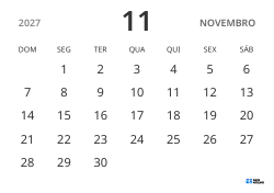 modelo de calendário mensal em paisagem, exibindo apenas as datas para focar no planejamento com design simples
