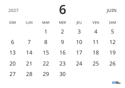 modèle de calendrier mensuel en format paysage, affichant uniquement les dates pour se concentrer sur la planification avec un design épuré