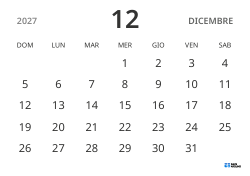 modello di calendario mensile in orizzontale, con solo le date per concentrarsi sulla pianificazione con un design semplice