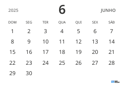 modelo de calendário mensal em paisagem, exibindo apenas as datas para focar no planejamento com design simples