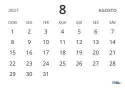 modelo de calendário mensal em paisagem, exibindo apenas as datas para focar no planejamento com design simples