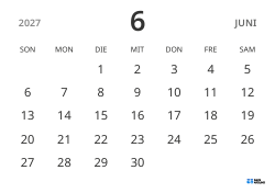 Monatskalender-Vorlage im Querformat, mit Datumsanzeige für fokussierte Terminplanung in schlichtem Design