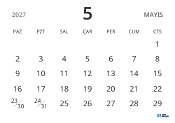 yatay aylık takvim şablonu, yalnızca tarihleri göstererek sade tasarımla planlamaya odaklanmayı sağlar