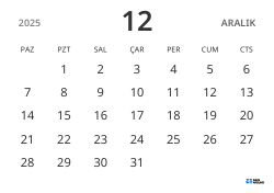 yatay aylık takvim şablonu, yalnızca tarihleri göstererek sade tasarımla planlamaya odaklanmayı sağlar