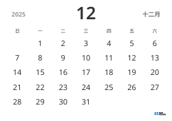 横向 月度日历模板，仅显示日期，采用简洁设计，便于专注于日程管理