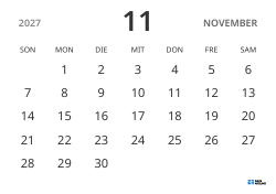 Monatskalender-Vorlage im Querformat, mit Datumsanzeige für fokussierte Terminplanung in schlichtem Design