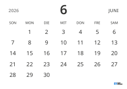 Monatskalender-Vorlage im Querformat, mit Datumsanzeige für fokussierte Terminplanung in schlichtem Design