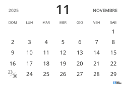 modello di calendario mensile in orizzontale, con solo le date per concentrarsi sulla pianificazione con un design semplice