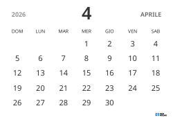 modello di calendario mensile in orizzontale, con solo le date per concentrarsi sulla pianificazione con un design semplice