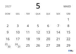 modelo de calendário mensal em paisagem, exibindo apenas as datas para focar no planejamento com design simples