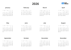 Note Friendly Yearly Calendar