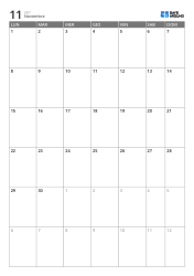 Modello di calendario mensile verticale su 6 settimane con inizio lunedì, giorni feriali ampliati e weekend integrato, calendario stampabile per la pianificazione