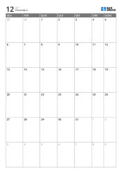 Modelo de calendário mensal vertical de 6 semanas com início na segunda-feira, dias úteis ampliados e fim de semana integrado, calendário de planejamento para impressão