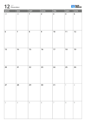 Monatskalender-Vorlage im Hochformat mit 6-Wochen-Ansicht ab Montag, erweiterten Werktagen und integriertem Wochenende, druckbarer Planungskalender