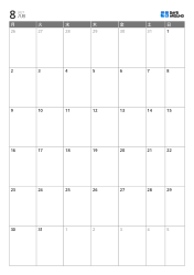 月曜始まり6週構成の縦型月間カレンダーテンプレート、平日拡張・週末統合型の印刷用スケジュールカレンダー