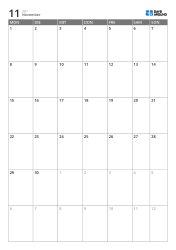 Monatskalender-Vorlage im Hochformat mit 6-Wochen-Ansicht ab Montag, erweiterten Werktagen und integriertem Wochenende, druckbarer Planungskalender