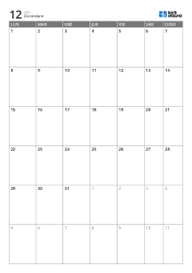 Plantilla de calendario mensual vertical de 6 semanas con inicio en lunes, días laborables ampliados y fin de semana integrado, calendario imprimible para planificación