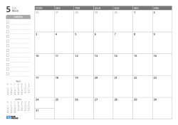 À esquerda há uma lista de TAREFAS e mini calendários do mês anterior e seguinte; à direita, calendário mensal 7 × 5 – modelo (Horizontal).