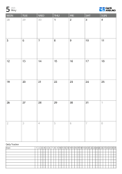 Portrait planner template combining a 6-row Monday-start monthly calendar and daily tracker to track schedules and habits by date