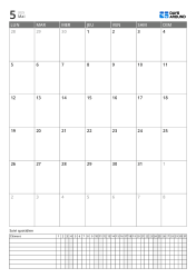 Modèle de planner portrait combinant un calendrier mensuel à 6 rangées commençant le lundi et un suivi quotidien pour suivre planning et habitudes par date
