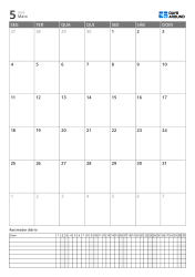 Template de planner em formato retrato com calendário mensal de 6 linhas iniciando na segunda-feira e tracker diário para acompanhar agenda e hábitos por data