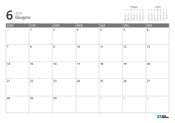 In alto a destra i mini calendari del mese precedente e successivo; in basso un calendario mensile 7 × 5 – modello (Orizzontale).