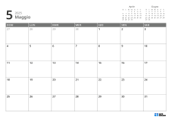 In alto a destra i mini calendari del mese precedente e successivo; in basso un calendario mensile 7 × 5 – modello (Orizzontale).