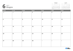 In alto a destra i mini calendari del mese precedente e successivo; in basso un calendario mensile 7 × 5 – modello (Orizzontale).