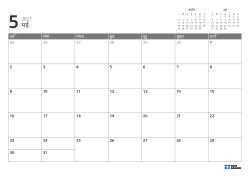 ऊपर दाईं ओर पिछले/अगले महीने के मिनी कैलेंडर हैं, और नीचे 7 × 5 का मासिक कैलेंडर — टेम्पलेट (हॉरिज़ॉन्टल)।