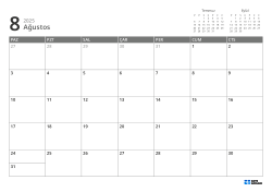 Üst sağda önceki/sonraki ay mini takvimleri, altta 7 × 5 aylık takvim – şablon (Yatay).