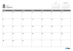 En la parte superior derecha hay mini calendarios del mes anterior y siguiente; abajo, un calendario mensual 7 × 5 – plantilla (Horizontal).