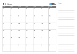 Modelo de calendário mensal horizontal de 5 semanas com início na segunda-feira e notas pautadas para planejamento organizado