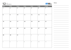 Modelo de calendário mensal horizontal de 5 semanas com início na segunda-feira e notas pautadas para planejamento organizado
